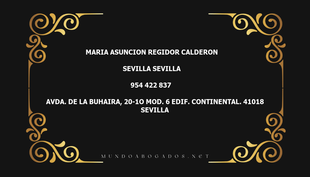 abogado Maria Asuncion Regidor Calderon en la localidad de Sevilla