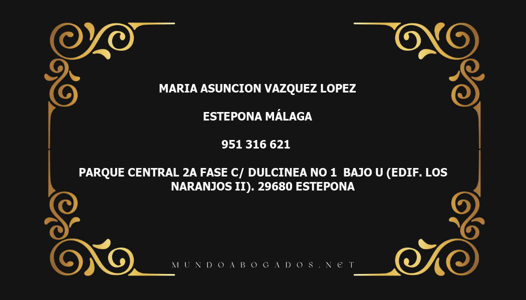 abogado Maria Asuncion Vazquez Lopez en la localidad de Estepona