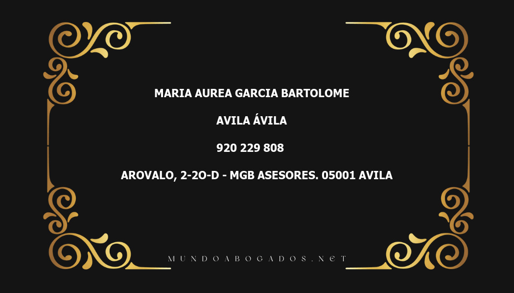 abogado Maria Aurea Garcia Bartolome en la localidad de Avila