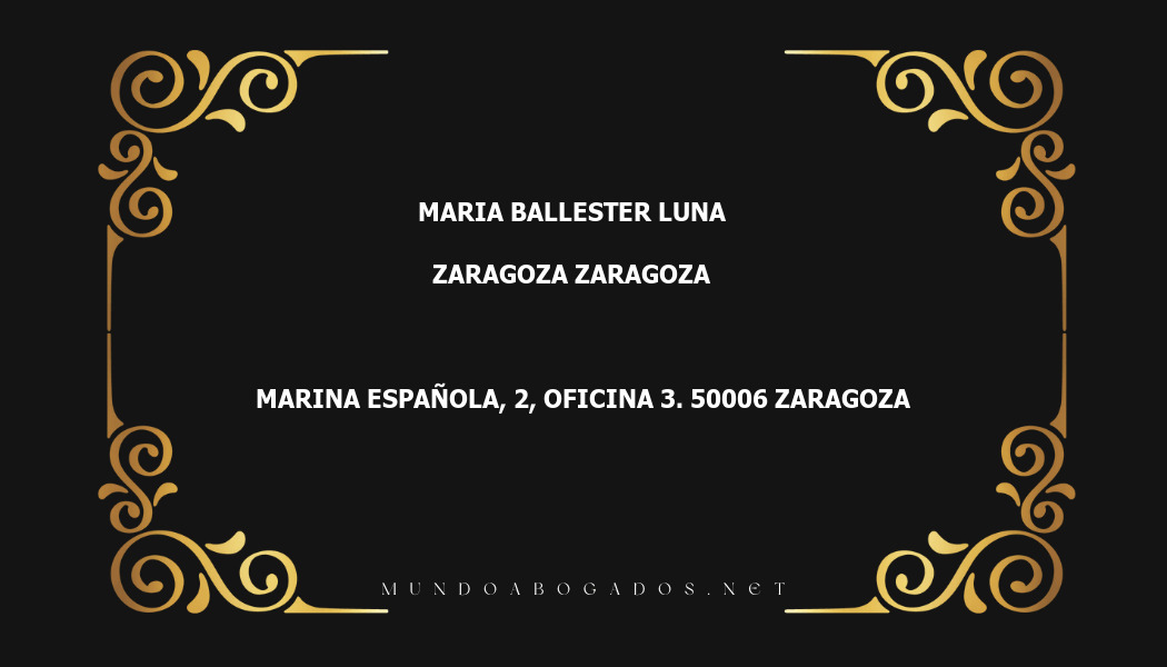 abogado Maria Ballester Luna en la localidad de Zaragoza