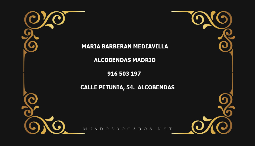 abogado Maria Barberan Mediavilla en la localidad de Alcobendas