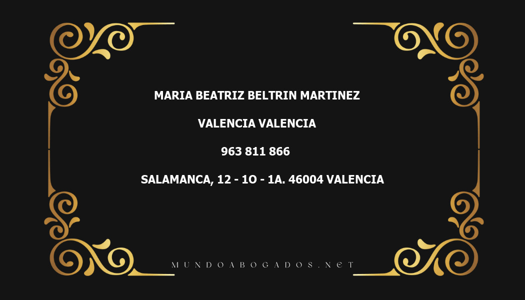 abogado Maria Beatriz Beltrin Martinez en la localidad de Valencia