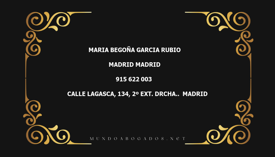 abogado Maria Begoña Garcia Rubio en la localidad de Madrid