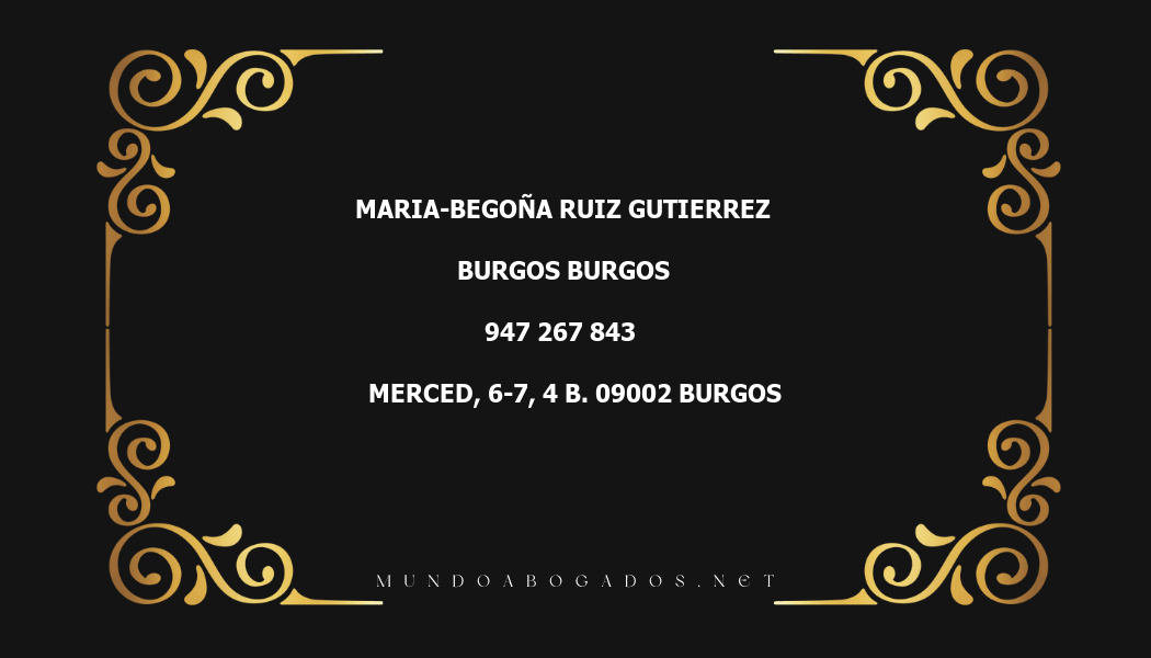 abogado Maria-Begoña Ruiz Gutierrez en la localidad de Burgos