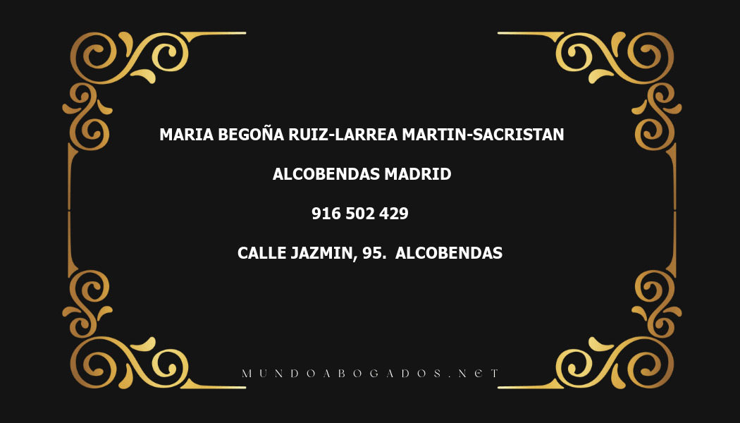 abogado Maria Begoña Ruiz-Larrea Martin-Sacristan en la localidad de Alcobendas