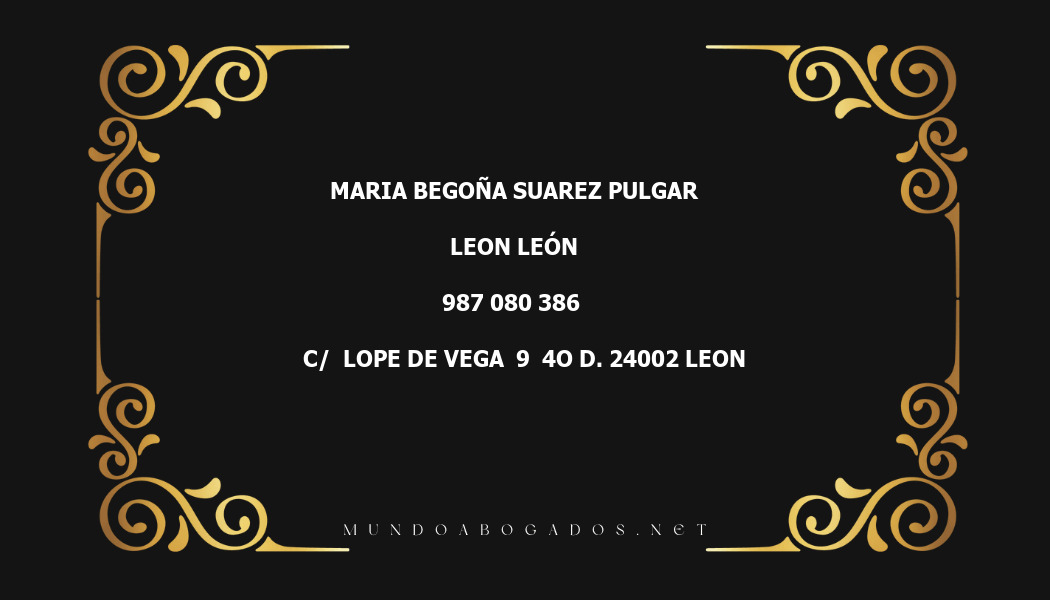 abogado Maria Begoña Suarez Pulgar en la localidad de Leon