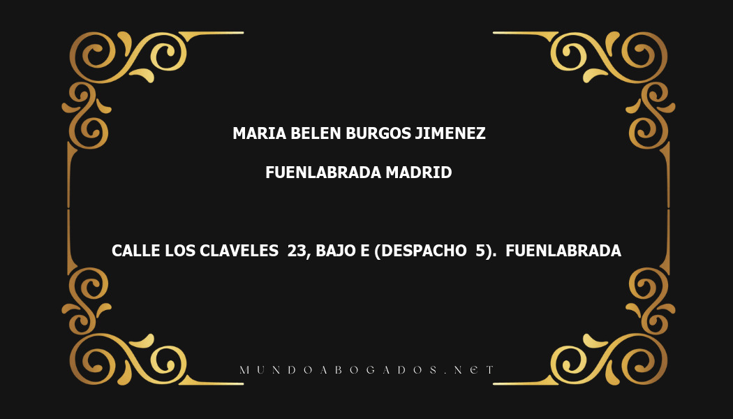 abogado Maria Belen Burgos Jimenez en la localidad de Fuenlabrada