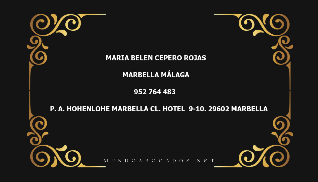 abogado Maria Belen Cepero Rojas en la localidad de Marbella