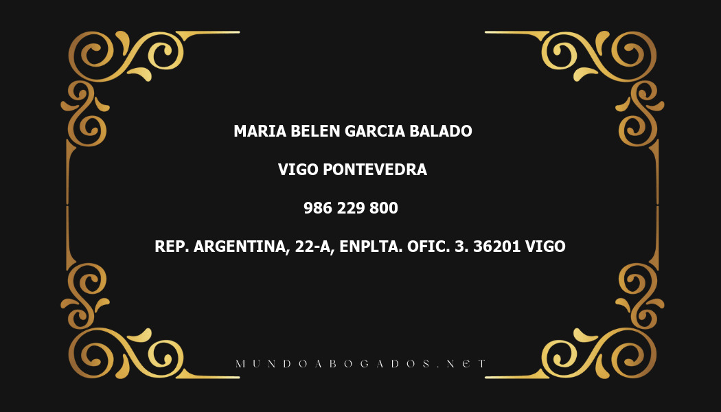 abogado Maria Belen Garcia Balado en la localidad de Vigo