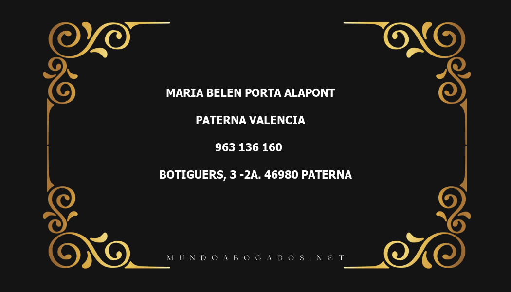 abogado Maria Belen Porta Alapont en la localidad de Paterna