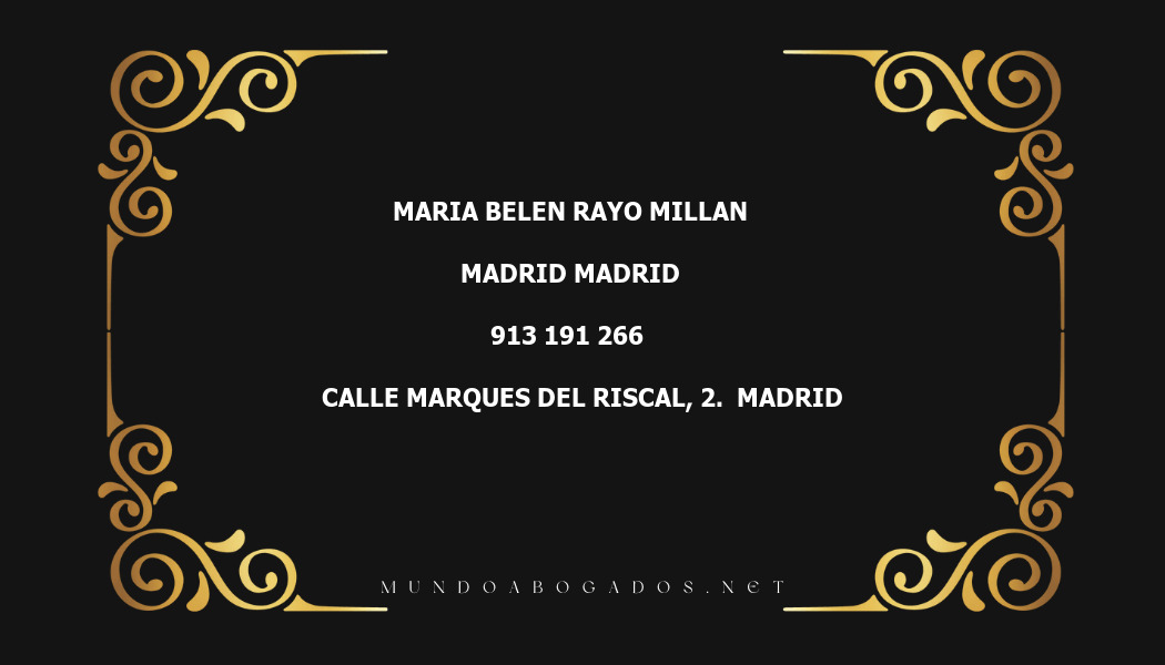 abogado Maria Belen Rayo Millan en la localidad de Madrid