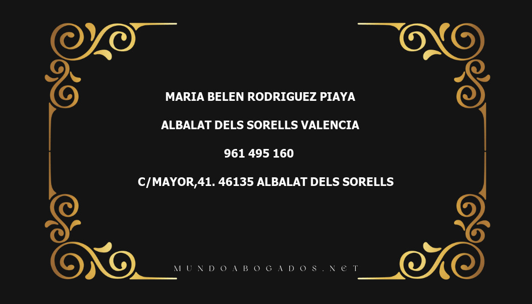 abogado Maria Belen Rodriguez Piaya en la localidad de Albalat Dels Sorells