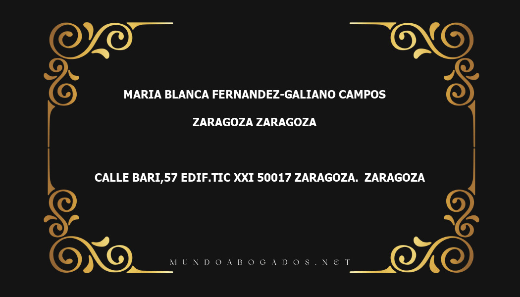 abogado Maria Blanca Fernandez-Galiano Campos en la localidad de Zaragoza