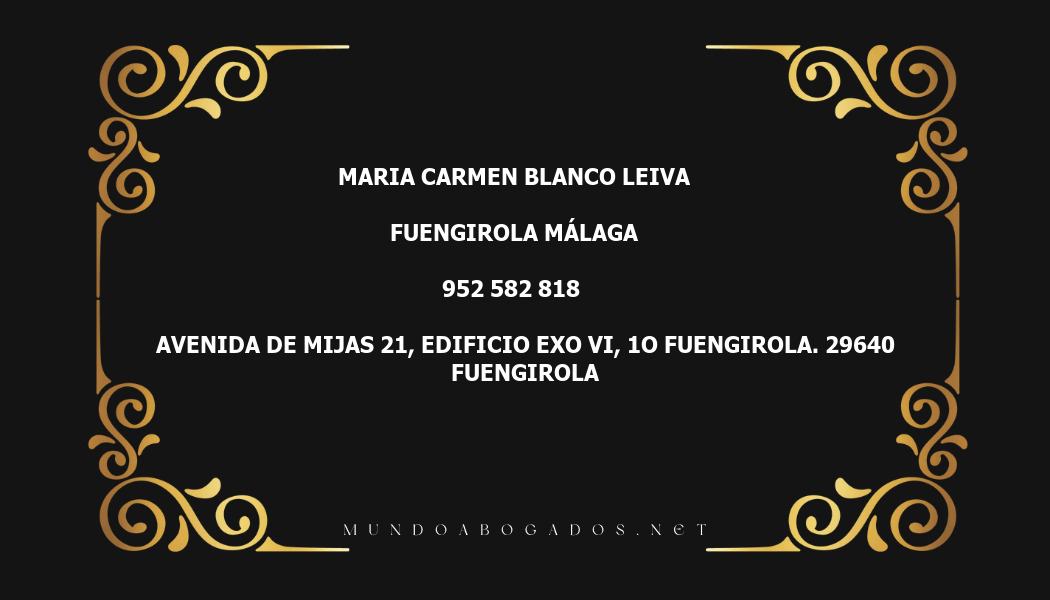 abogado Maria Carmen Blanco Leiva en la localidad de Fuengirola