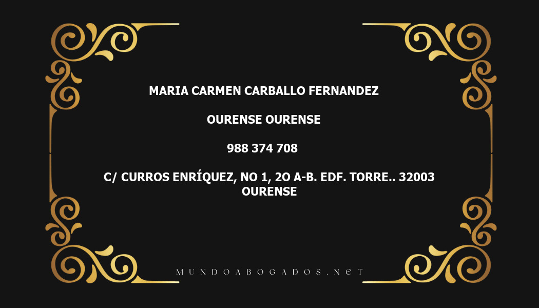 abogado Maria Carmen Carballo Fernandez en la localidad de Ourense