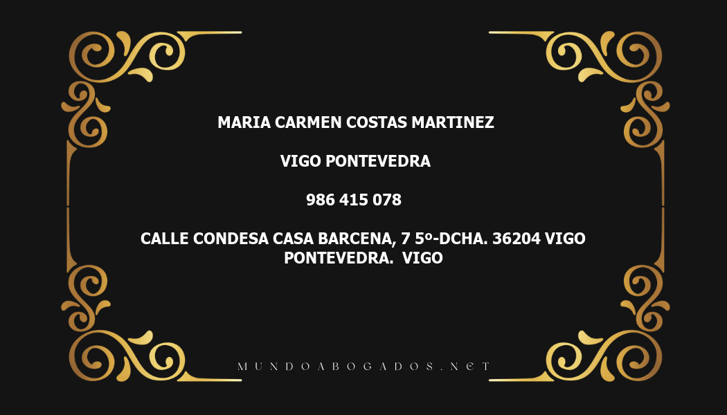 abogado Maria Carmen Costas Martinez en la localidad de Vigo