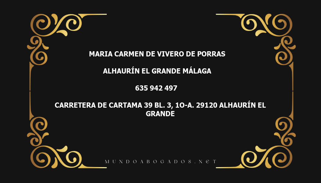 abogado Maria Carmen De Vivero De Porras en la localidad de Alhaurín el Grande