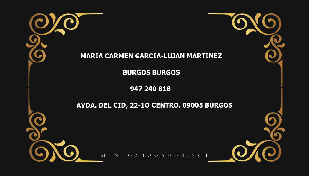 abogado Maria Carmen Garcia-Lujan Martinez en la localidad de Burgos