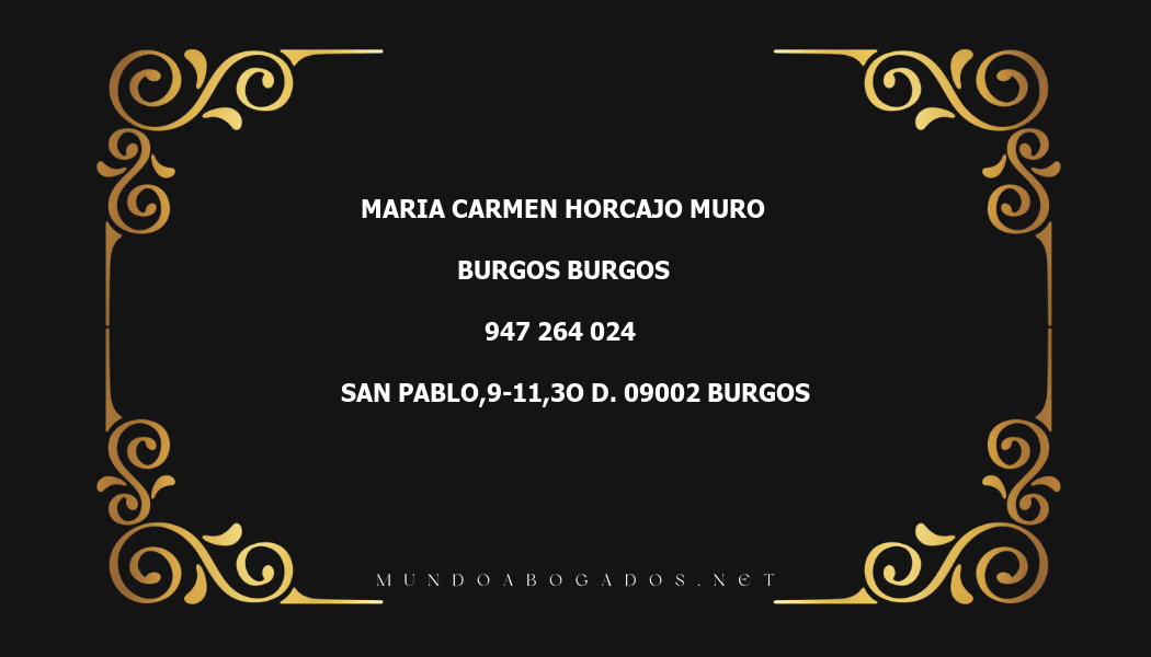 abogado Maria Carmen Horcajo Muro en la localidad de Burgos