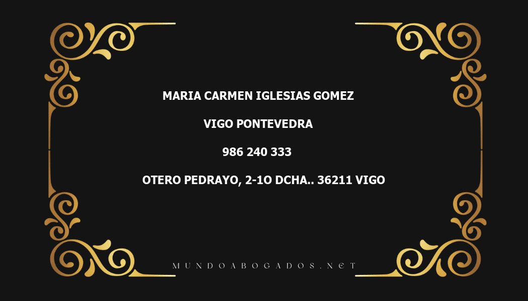 abogado Maria Carmen Iglesias Gomez en la localidad de Vigo