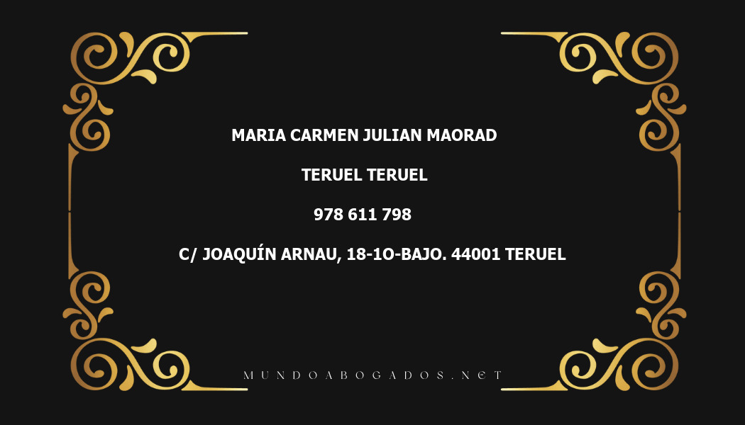 abogado Maria Carmen Julian Maorad en la localidad de Teruel