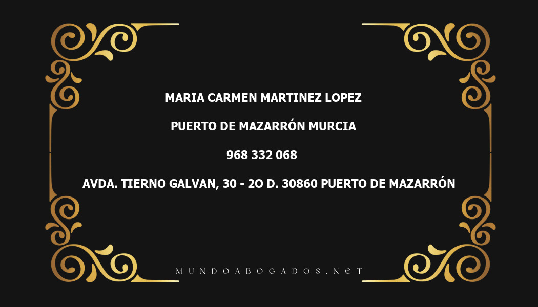 abogado Maria Carmen Martinez Lopez en la localidad de Puerto de Mazarrón