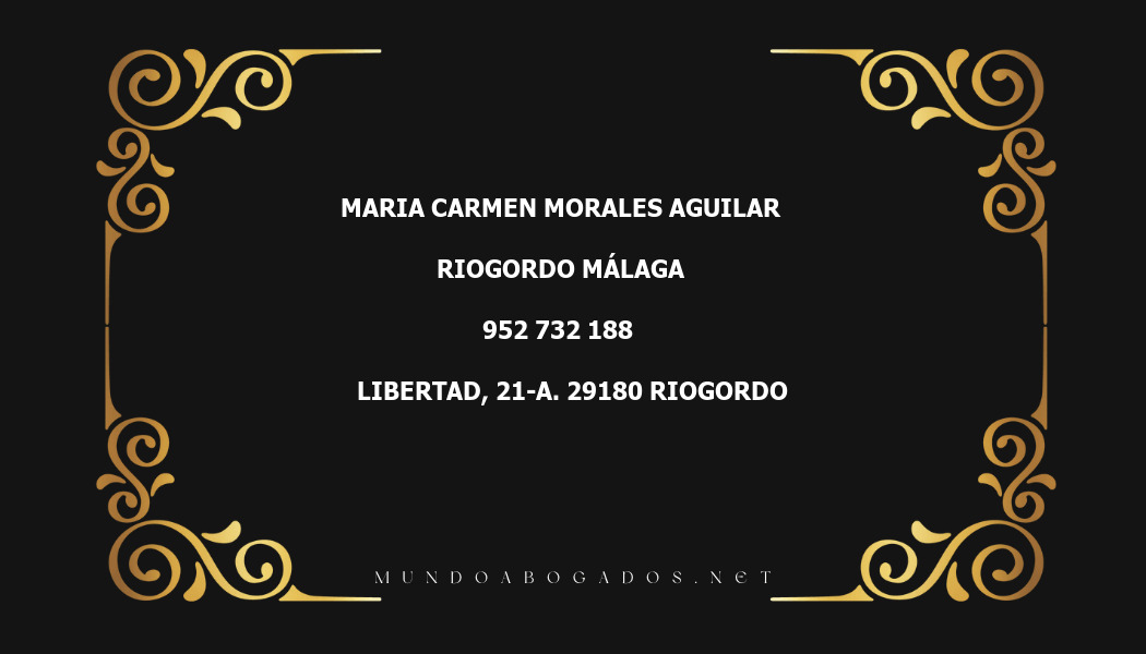 abogado Maria Carmen Morales Aguilar en la localidad de Riogordo