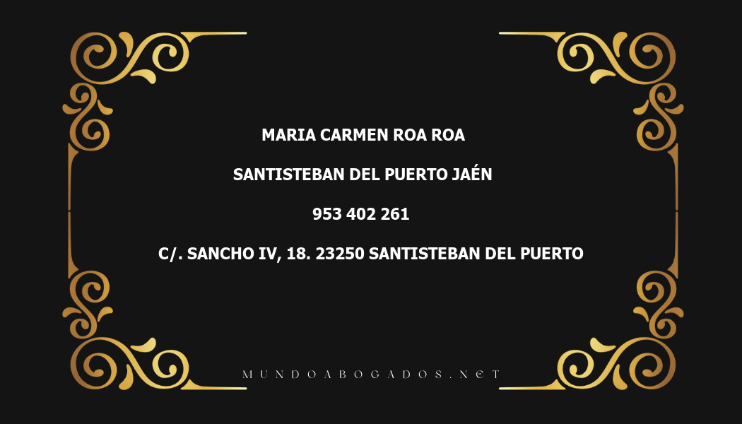 abogado Maria Carmen Roa Roa en la localidad de Santisteban del Puerto