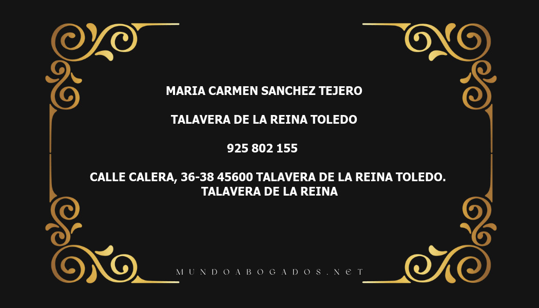 abogado Maria Carmen Sanchez Tejero en la localidad de Talavera de la Reina