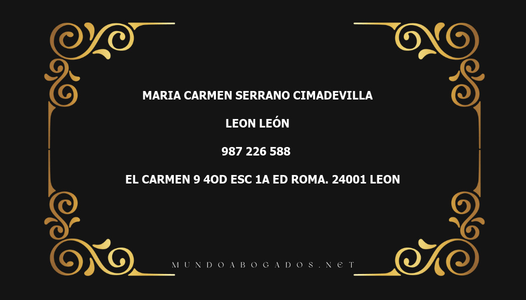 abogado Maria Carmen Serrano Cimadevilla en la localidad de Leon