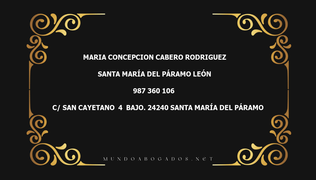 abogado Maria Concepcion Cabero Rodriguez en la localidad de Santa María del Páramo