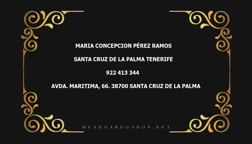 abogado Maria Concepcion Pérez Ramos en la localidad de Santa Cruz de la Palma