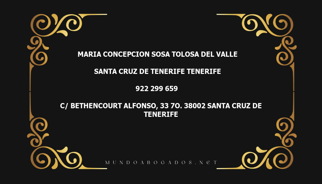 abogado Maria Concepcion Sosa Tolosa Del Valle en la localidad de Santa Cruz de Tenerife