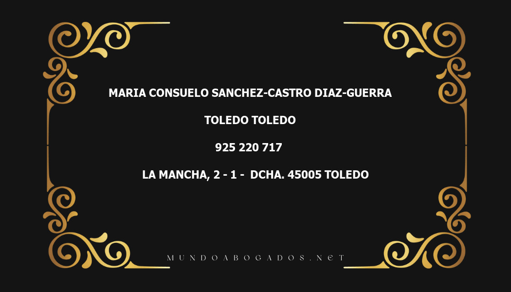 abogado Maria Consuelo Sanchez-Castro Diaz-Guerra en la localidad de Toledo