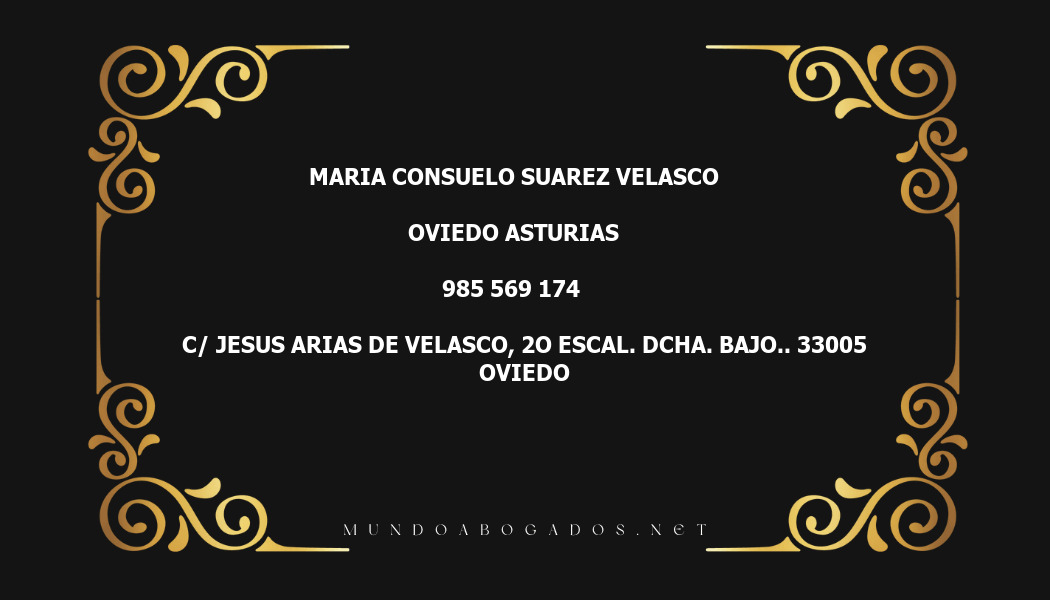 abogado Maria Consuelo Suarez Velasco en la localidad de Oviedo