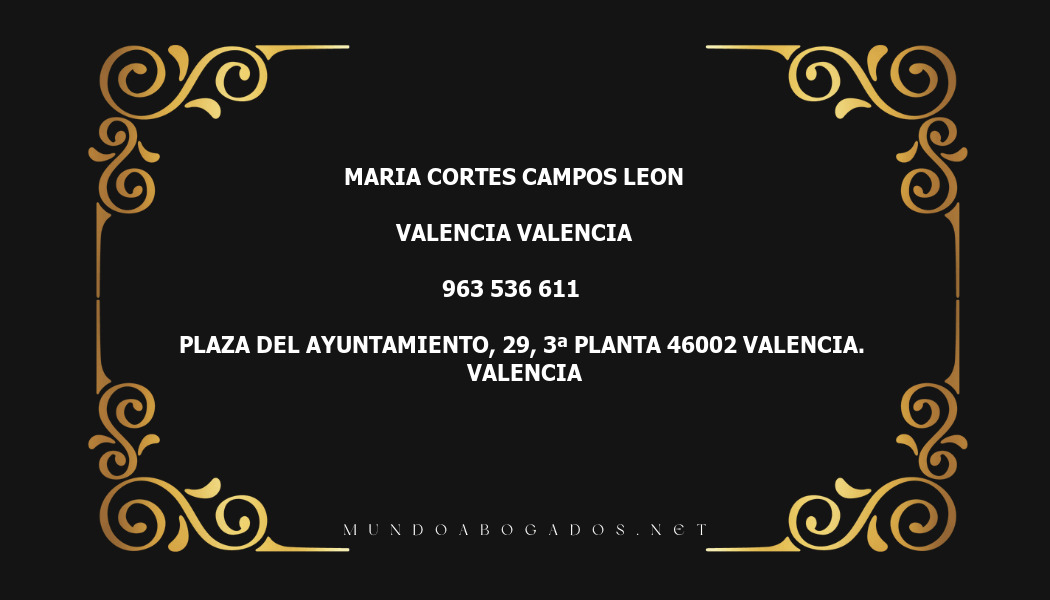 abogado Maria Cortes Campos Leon en la localidad de Valencia