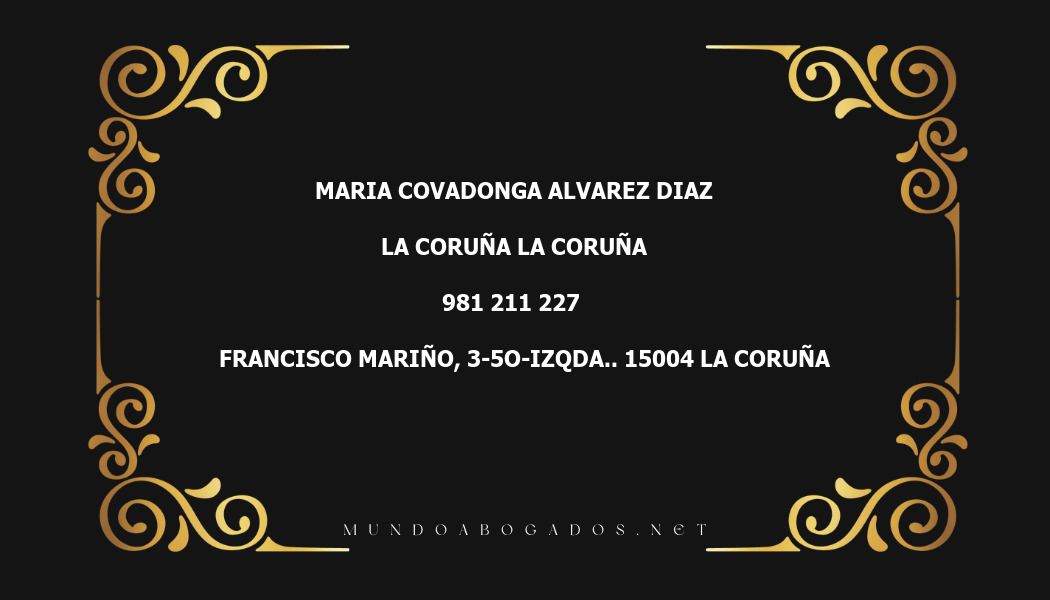 abogado Maria Covadonga Alvarez Diaz en la localidad de La Coruña