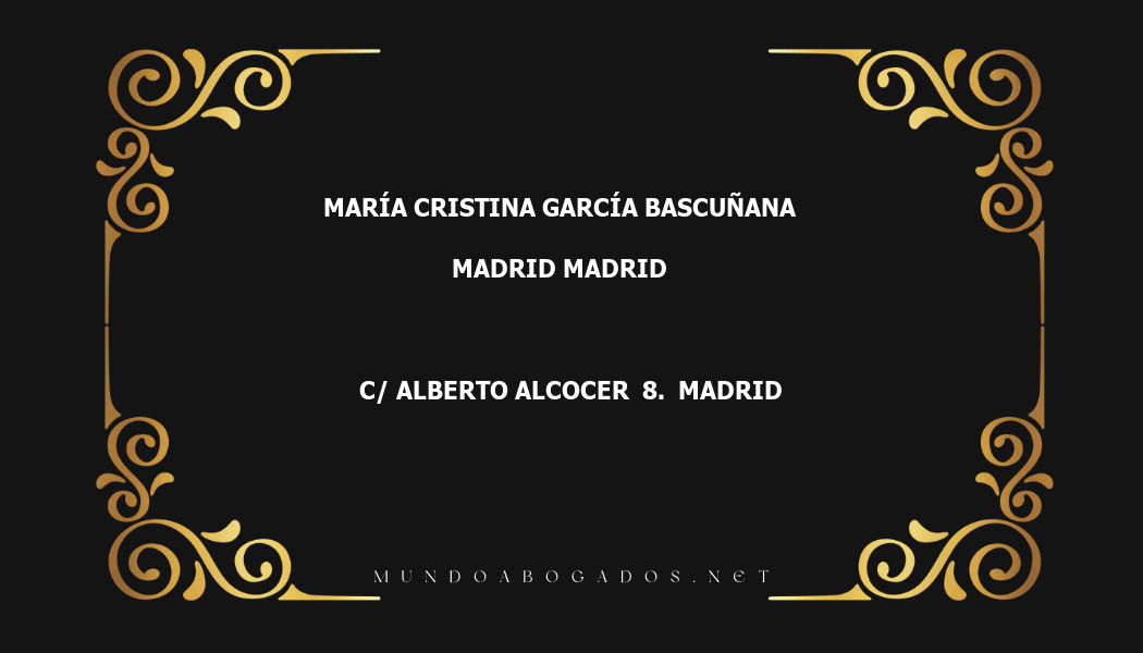 abogado María Cristina García Bascuñana en la localidad de Madrid