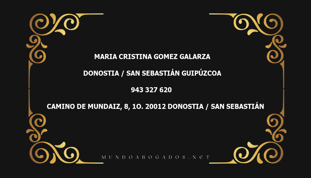 abogado Maria Cristina Gomez Galarza en la localidad de Donostia / San Sebastián