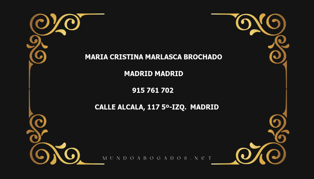 abogado Maria Cristina Marlasca Brochado en la localidad de Madrid