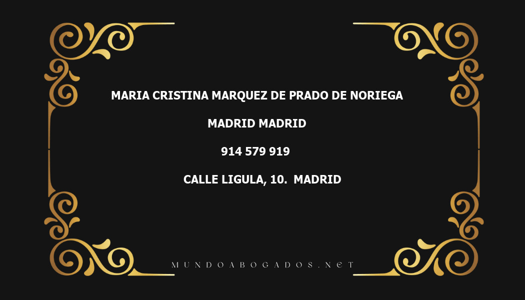 abogado Maria Cristina Marquez De Prado De Noriega en la localidad de Madrid