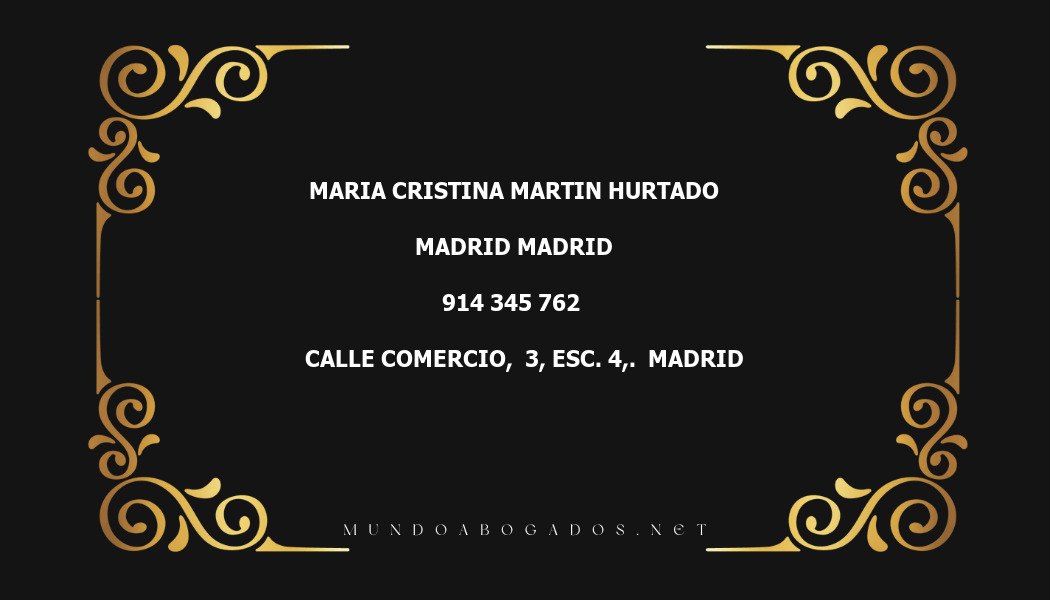 abogado Maria Cristina Martin Hurtado en la localidad de Madrid