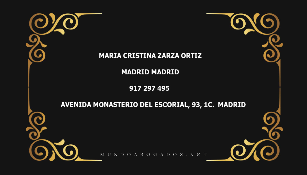 abogado Maria Cristina Zarza Ortiz en la localidad de Madrid