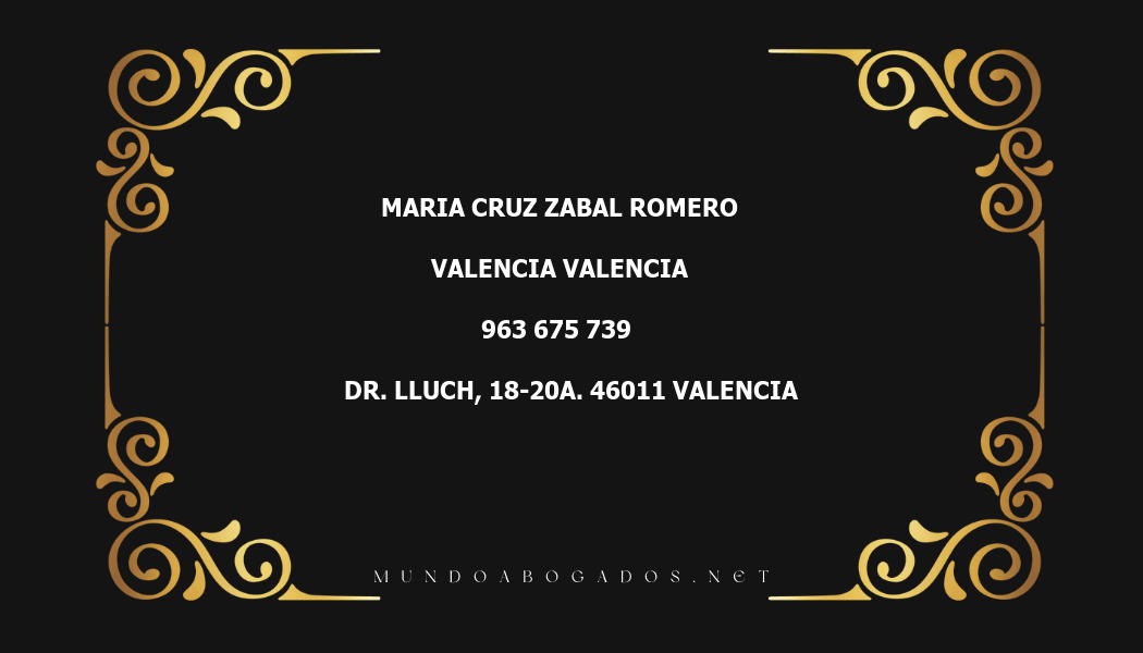 abogado Maria Cruz Zabal Romero en la localidad de Valencia