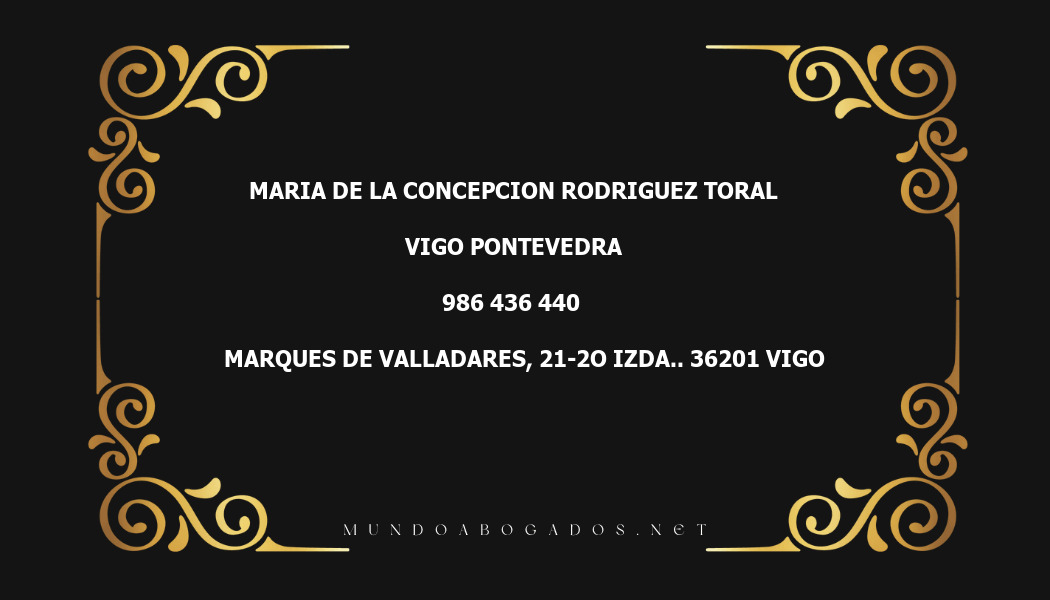 abogado Maria De La Concepcion Rodriguez Toral en la localidad de Vigo