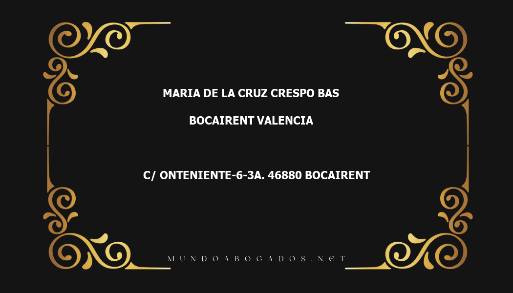 abogado Maria De La Cruz Crespo Bas en la localidad de Bocairent