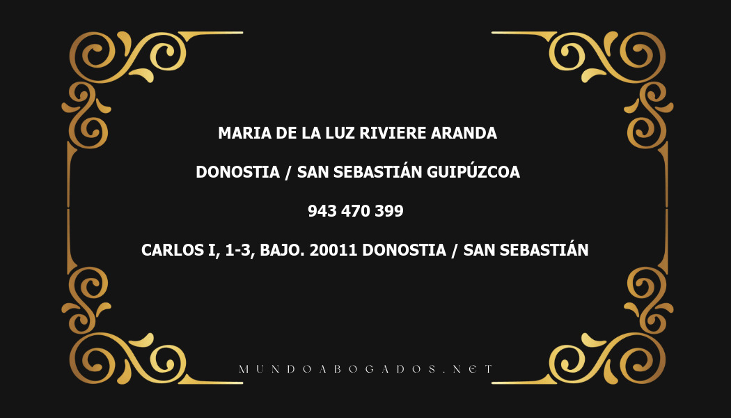 abogado Maria De La Luz Riviere Aranda en la localidad de Donostia / San Sebastián