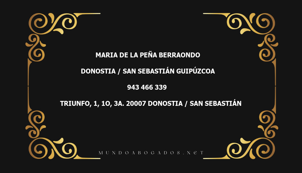 abogado Maria De La Peña Berraondo en la localidad de Donostia / San Sebastián