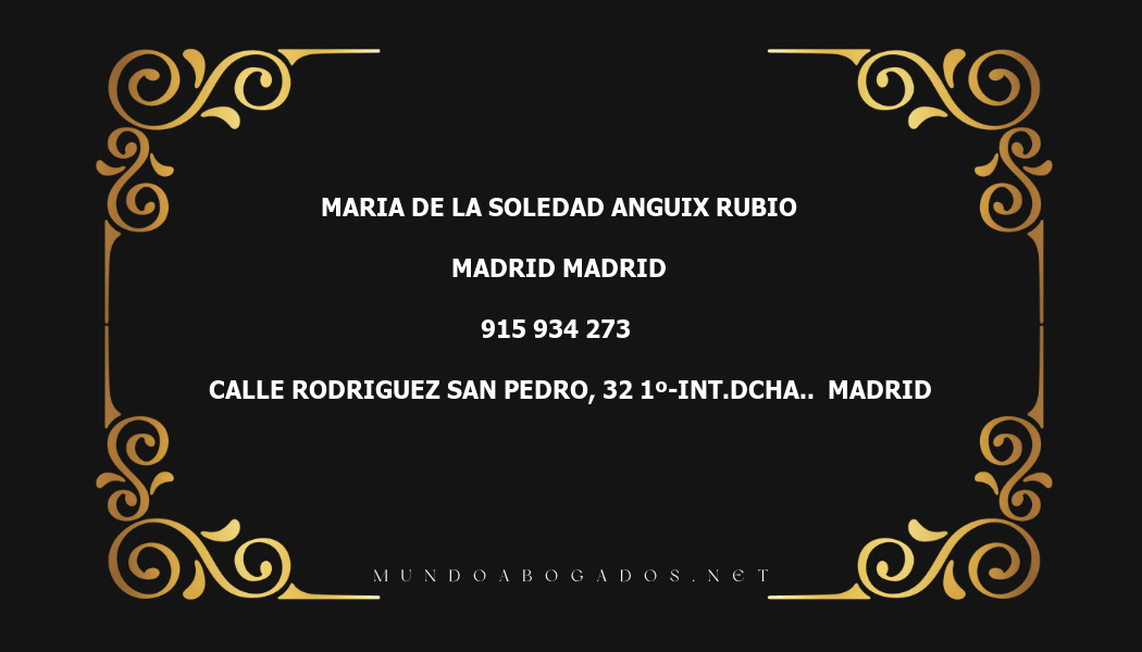 abogado Maria De La Soledad Anguix Rubio en la localidad de Madrid