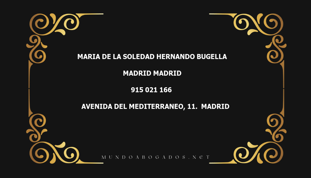 abogado Maria De La Soledad Hernando Bugella en la localidad de Madrid